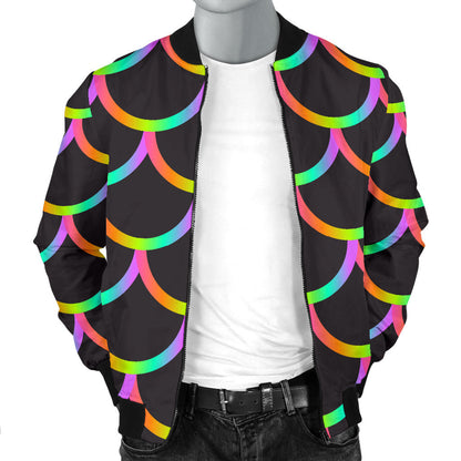 Mermaid Tail Rainbow Design Print Men Bomber Jacket