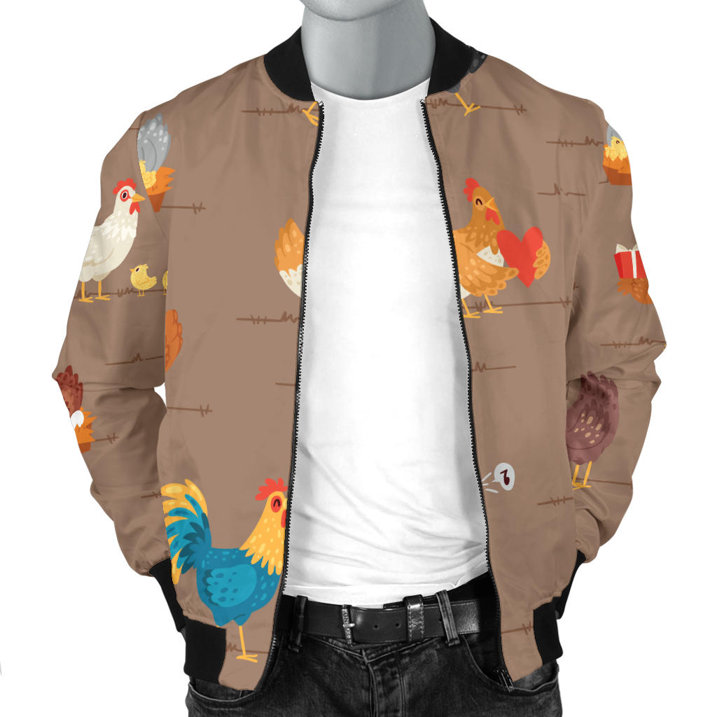 Chicken Happy Print Pattern Men Bomber Jacket
