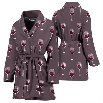 Wine Glass Pattern Print Design LKS305 Women Bathrobe