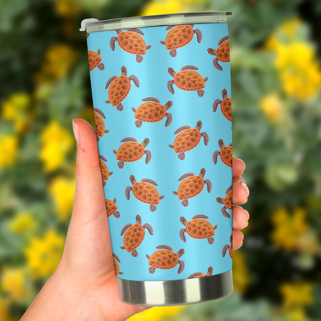 Brow Sea Turtle Print Pattern Tumbler