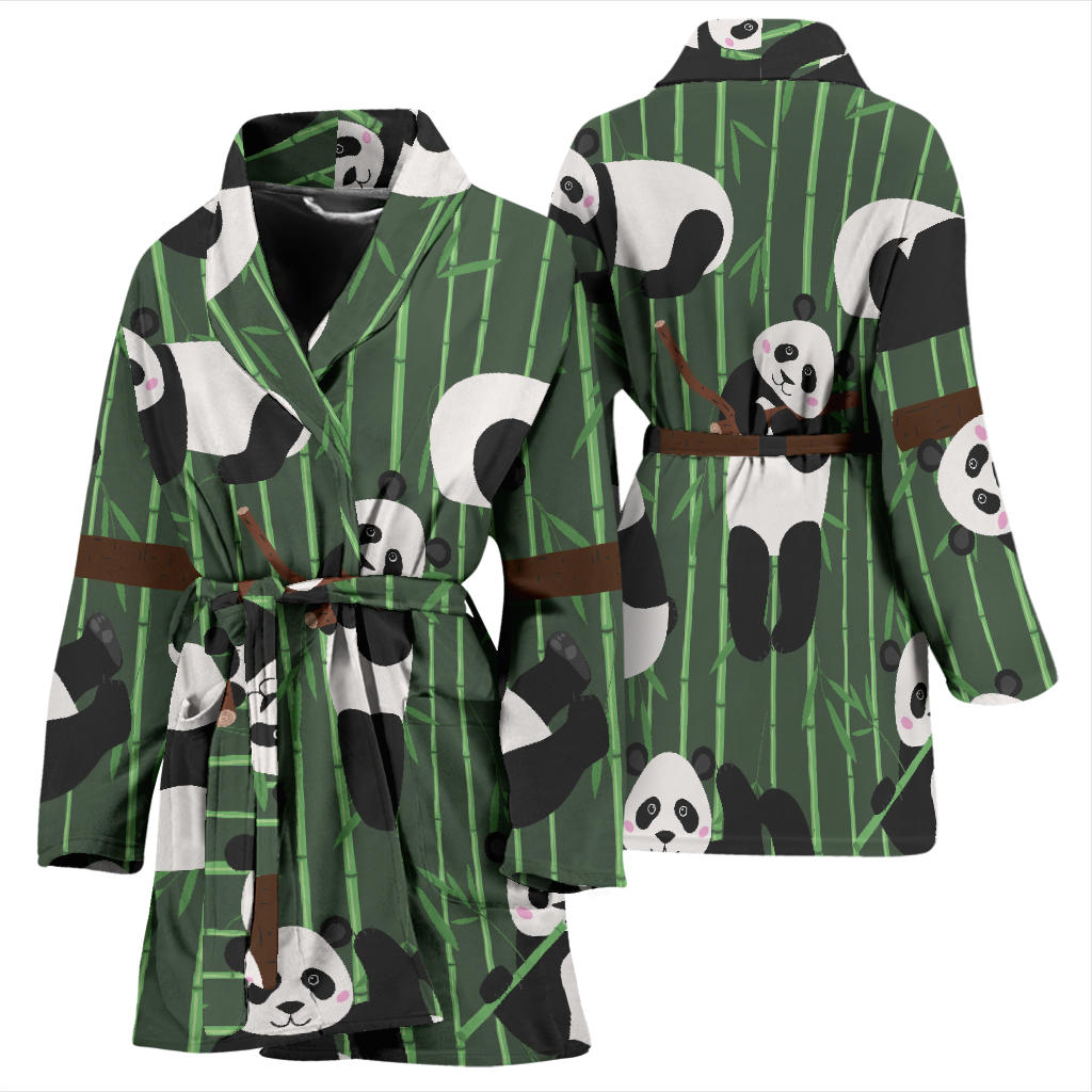 Panda Pattern Print Design A04 Women Bathrobe