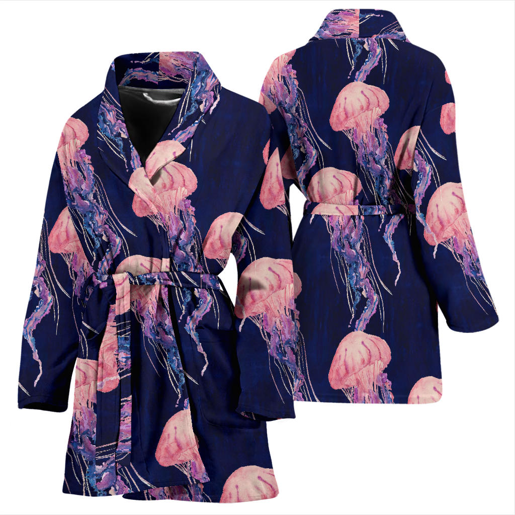 Jellyfish Pattern Print Design 03 Women Bathrobe