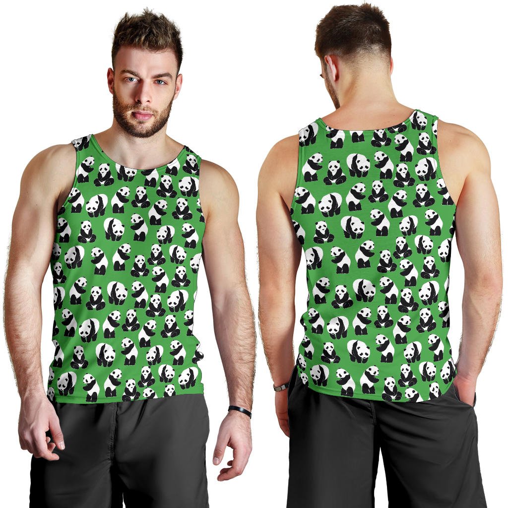 Panda Bear Pattern Themed Print Men Tank Top