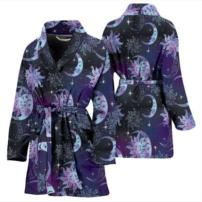 Sun Moon Print Design LKS303 Women Bathrobe