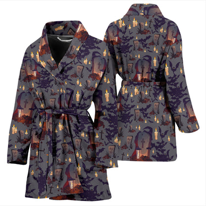 Creepy Graveyard Print Design LKS301 Women Bathrobe