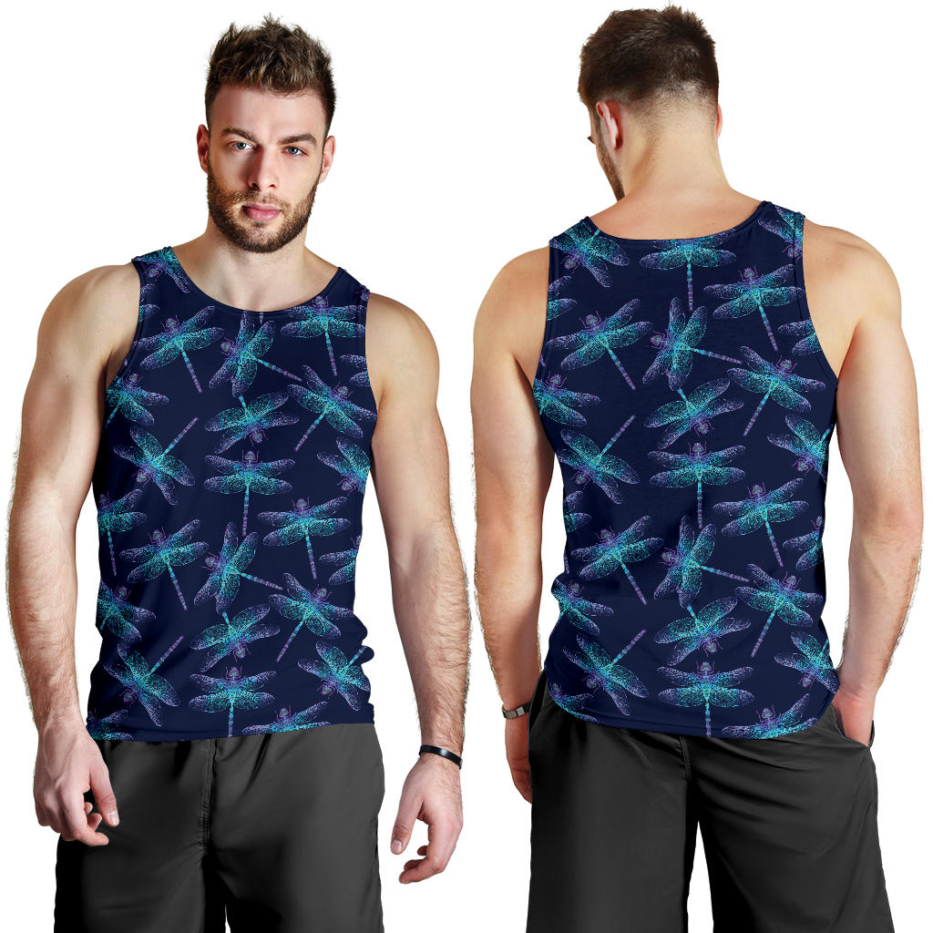 Dragonfly Hand Drawn Style Print Men Tank Top
