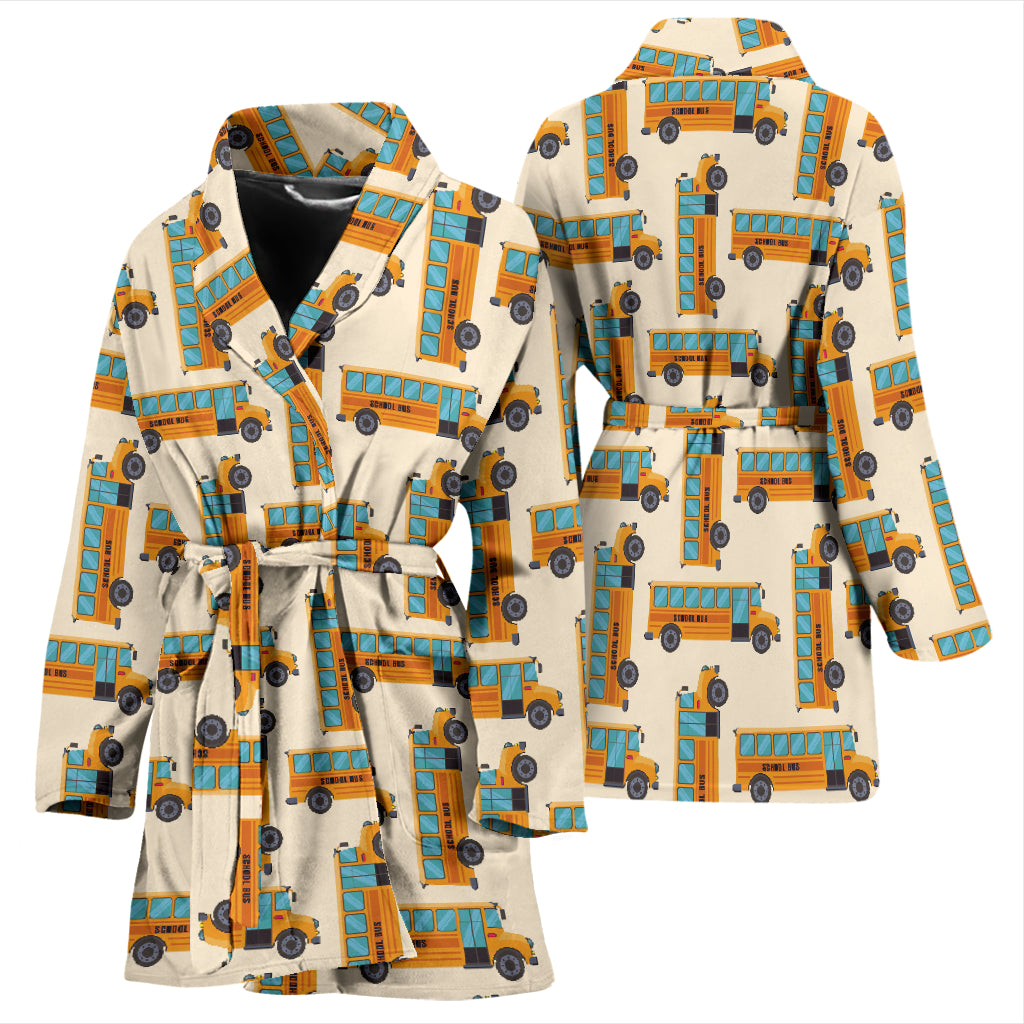 School Bus Print Design LKS305 Women Bathrobe
