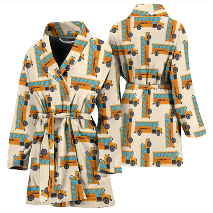 School Bus Print Design LKS305 Women Bathrobe