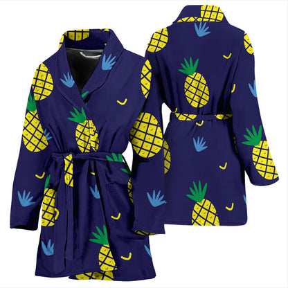 Pineapple Pattern Print Design A01 Women Bathrobe
