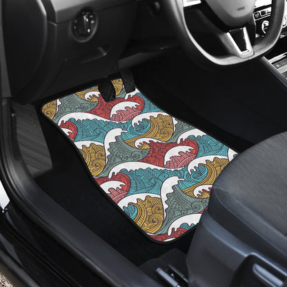 Tribal Wave Pattern Print Car Floor Mats Front Back