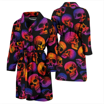 Skull Multicolor Print Design LKS3011 Men Bathrobe