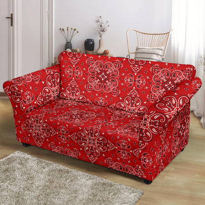 Bandana Red Pattern Print Design LKS3010 Loveseat Couch Slipcover