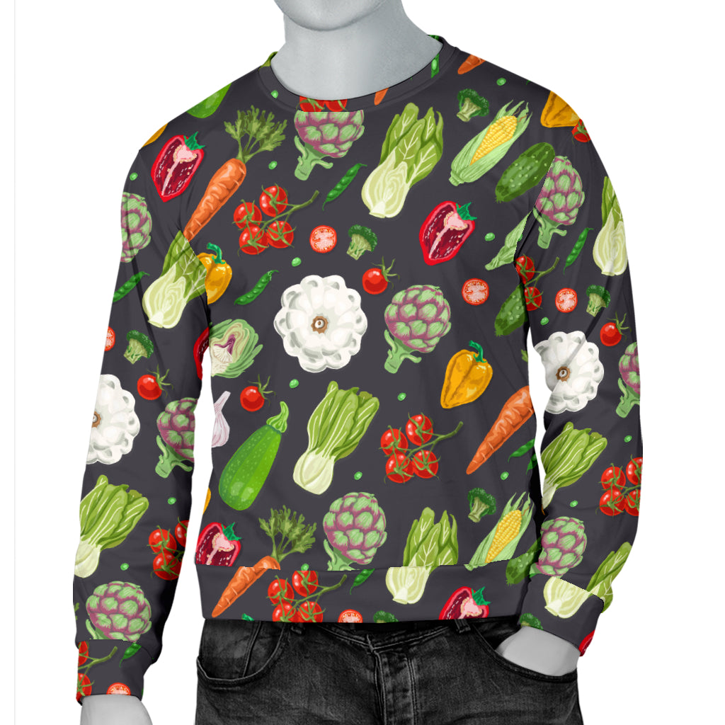 Vegan Pattern Themed Design Print Men Long Sleeve Sweatshirt