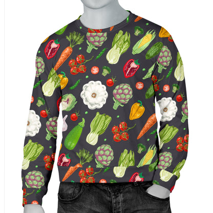 Vegan Pattern Themed Design Print Men Long Sleeve Sweatshirt