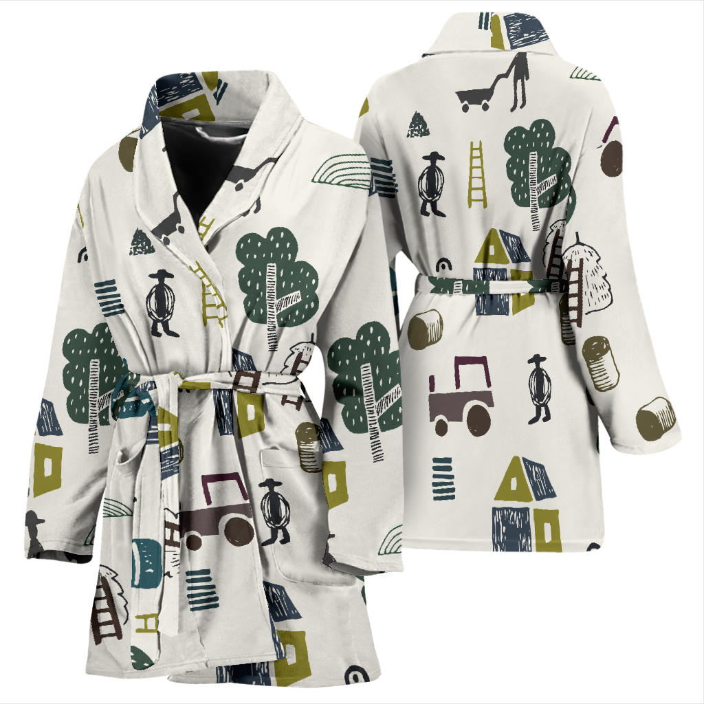 Agricultural Farm Print Design 01 Women Bathrobe