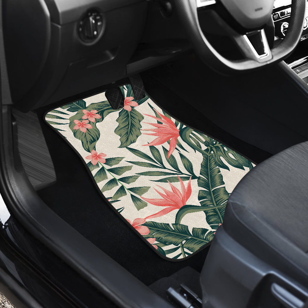 Tropical Flower Palm Leaves Car Floor Mats Front Back