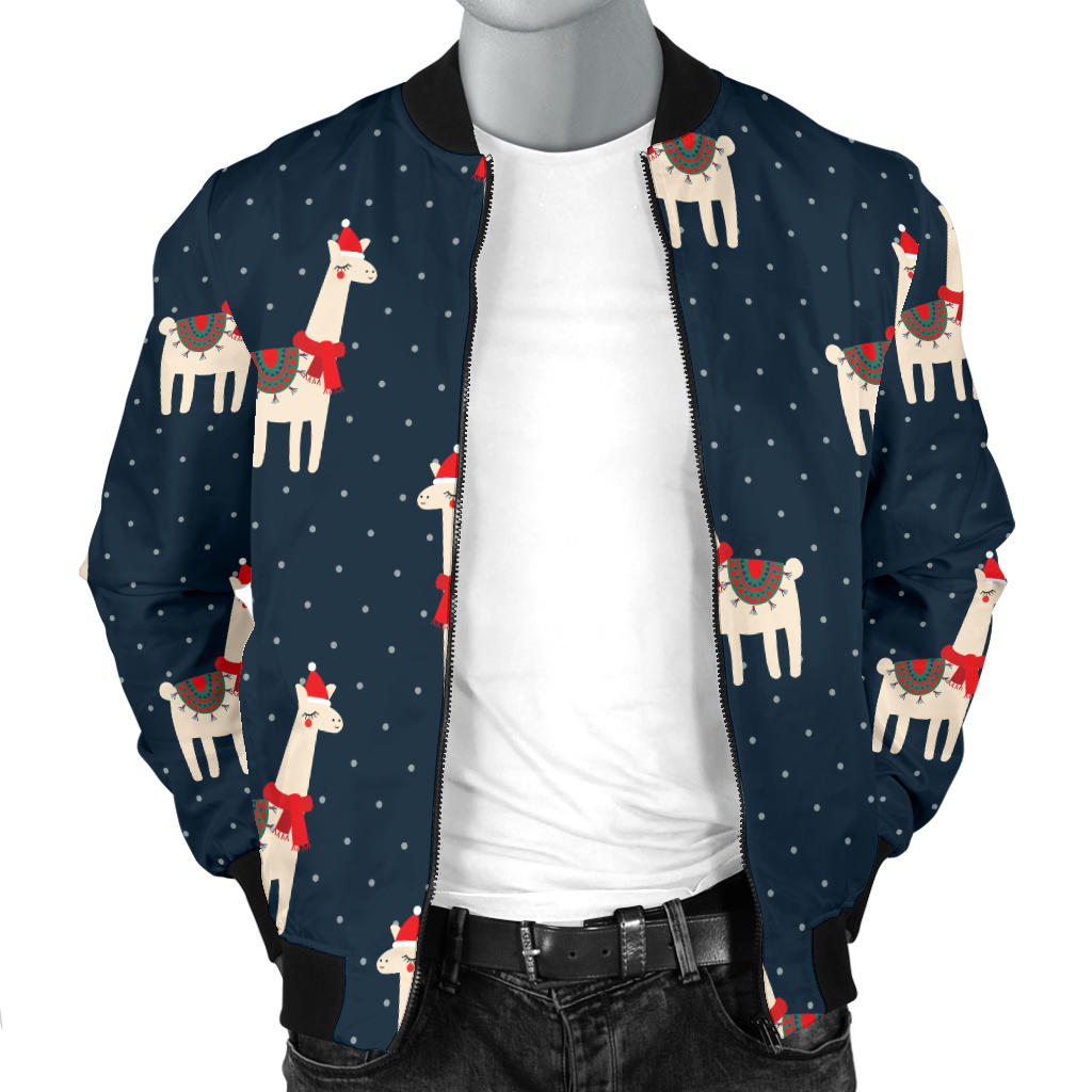 Llama with Polka Dot Themed Print Men Bomber Jacket