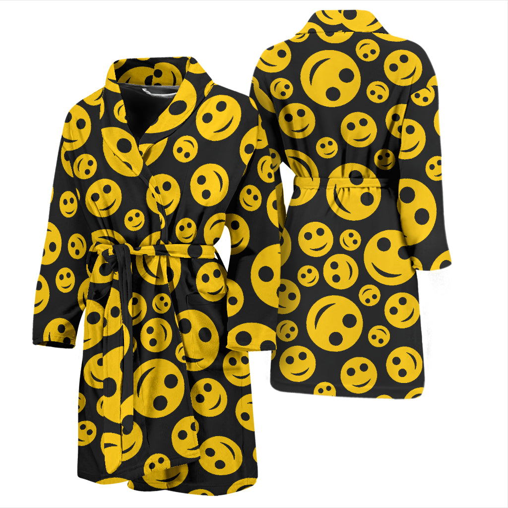 Smiley Face Emoji Print Design LKS304 Men Bathrobe