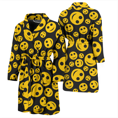 Smiley Face Emoji Print Design LKS304 Men Bathrobe
