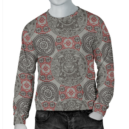 Calendar Aztec Style Print Pattern Men Long Sleeve Sweatshirt