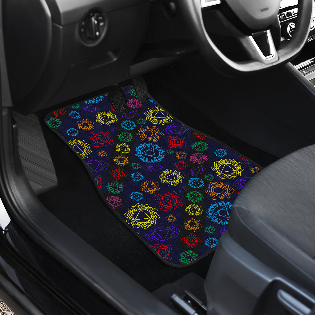 Chakra Colorful Print Pattern Car Floor Mats Front Back