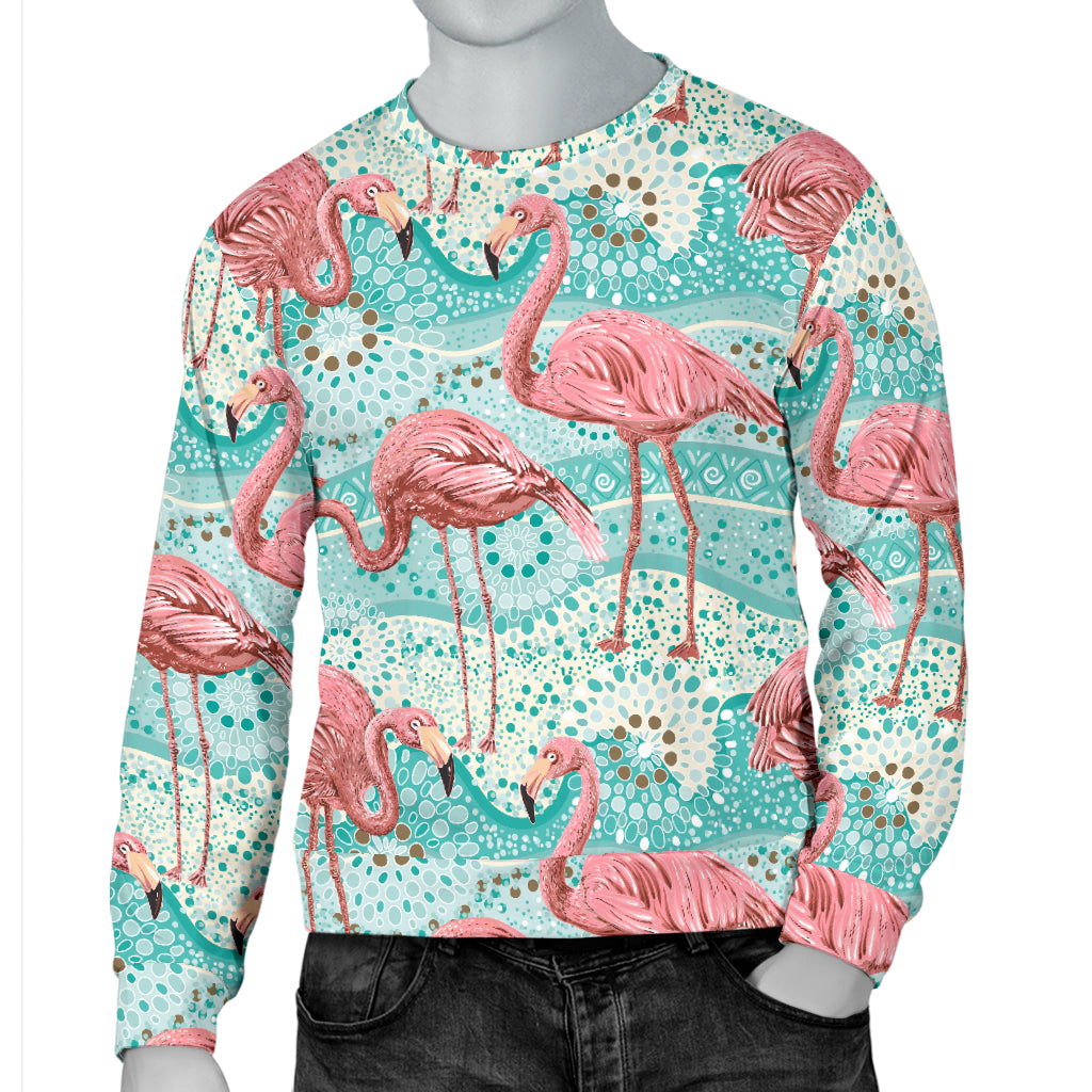 Flamingo Background Themed Print Men Long Sleeve Sweatshirt