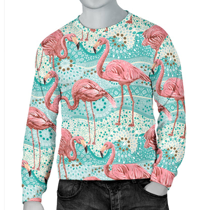 Flamingo Background Themed Print Men Long Sleeve Sweatshirt