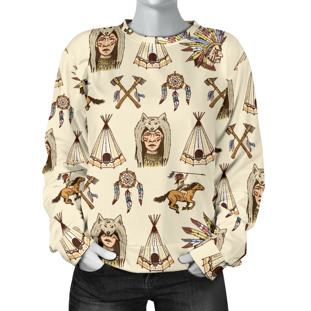 Native Indian Pattern Design Print Women Long Sleeve Sweatshirt