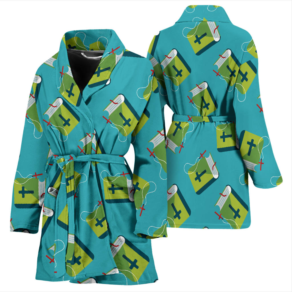 Bible Pattern Print Design 01 Women Bathrobe