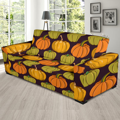 Pumpkin Pattern Print Design A01 Sofa Slipcover