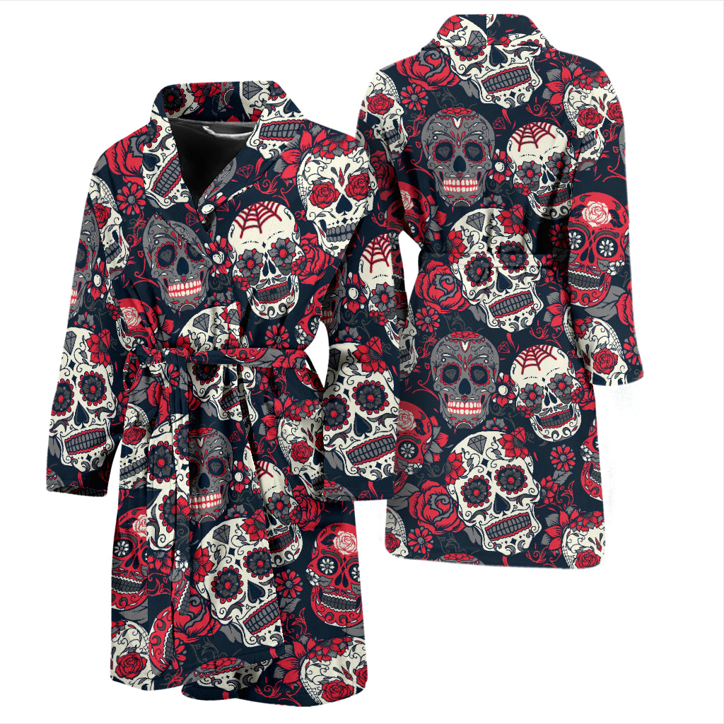 Sugar Skull Print Design LKS303 Men Bathrobe
