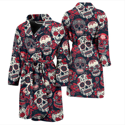 Sugar Skull Print Design LKS303 Men Bathrobe