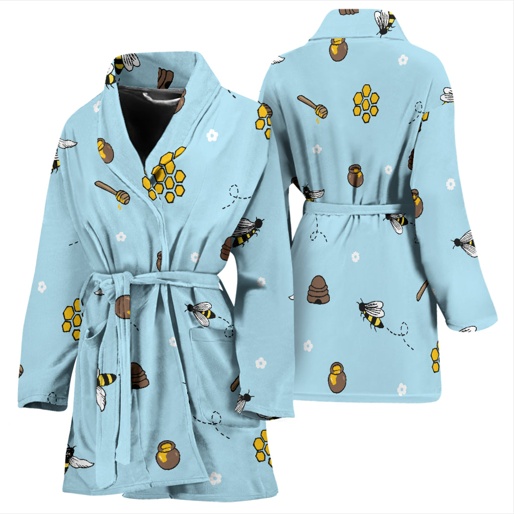 Honey Bee Print Design LKS307 Women Bathrobe