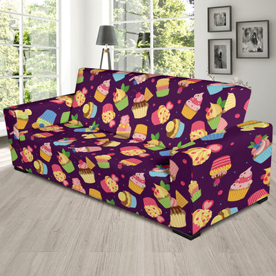 Cupcake Pattern Print Design 05 Sofa Slipcover