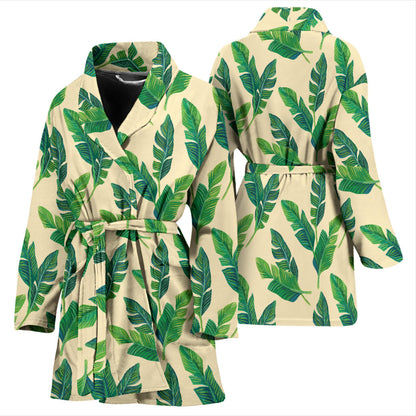 Banana Leaf Pattern Print Design 01 Women Bathrobe