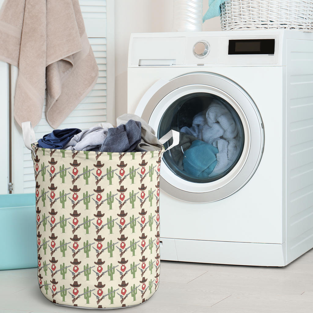 Western Cowboy Print Laundry Basket