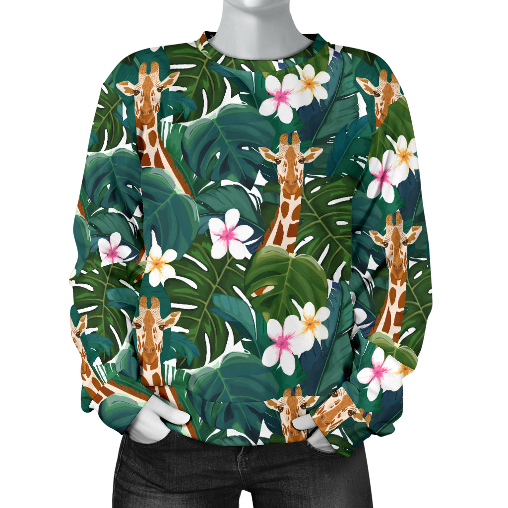 Giraffe Jungle Design Print Women Long Sleeve Sweatshirt
