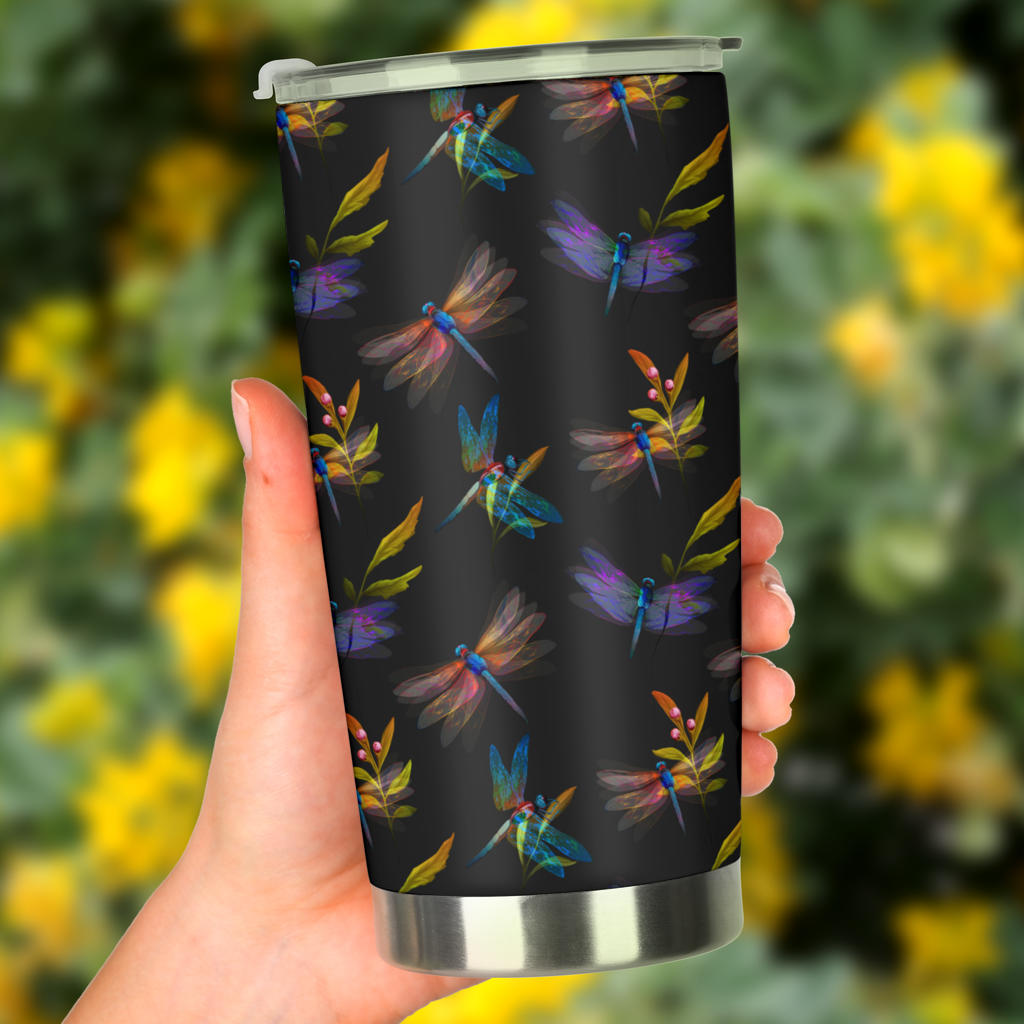 Dragonfly Colorful Realistic Print Tumbler