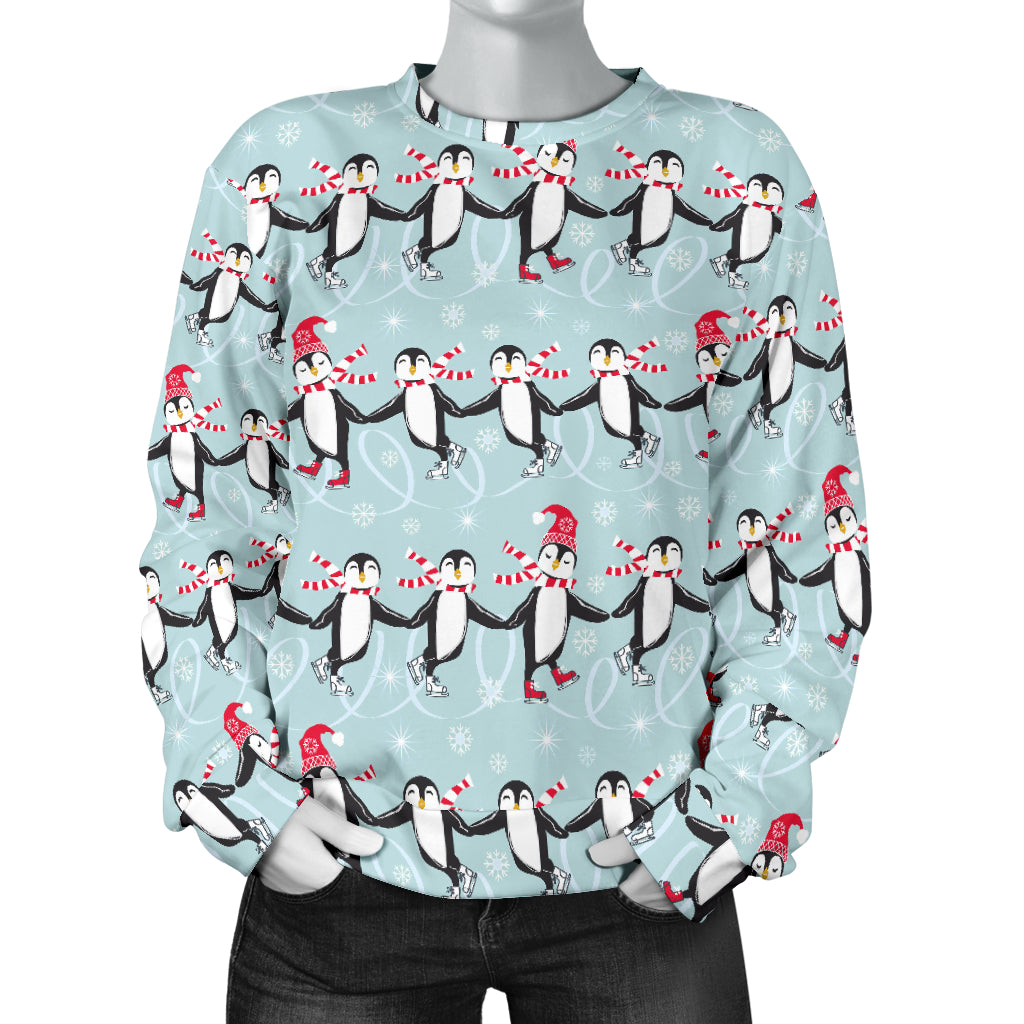 Penguin Sking Design Women Long Sleeve Sweatshirt