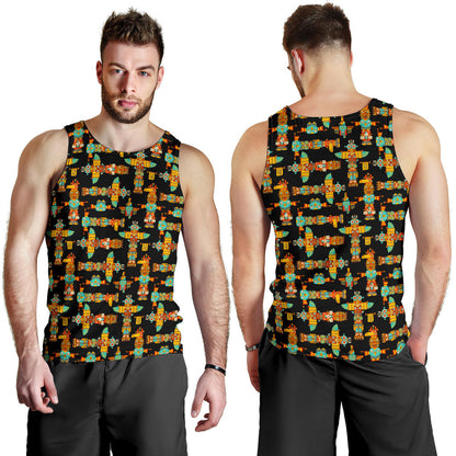 Totem Pole Cartoon Print Men Tank Top