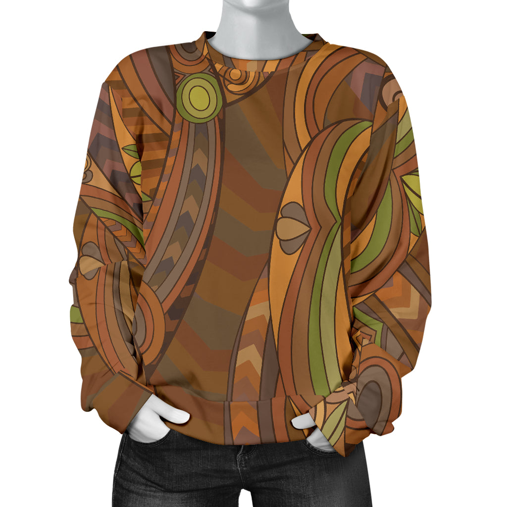 Maori Ornament Design Print Women Long Sleeve Sweatshirt