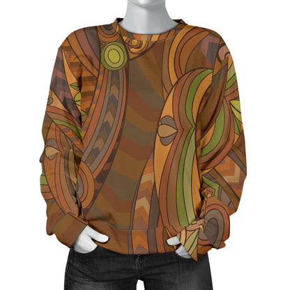 Maori Ornament Design Print Women Long Sleeve Sweatshirt
