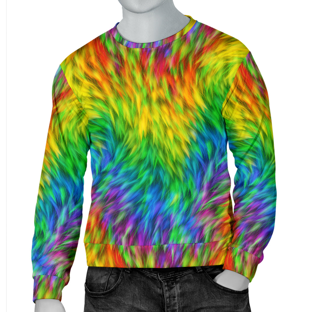 Rainbow Fur Design Print Men Long Sleeve Sweatshirt