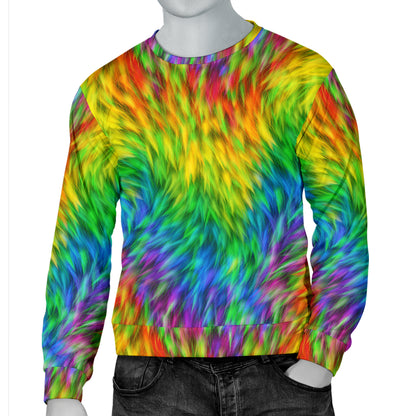 Rainbow Fur Design Print Men Long Sleeve Sweatshirt