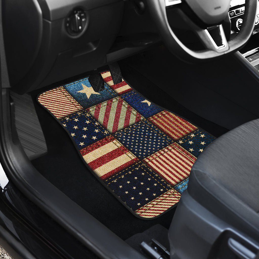 American flag Patchwork Design Car Floor Mats Front Back