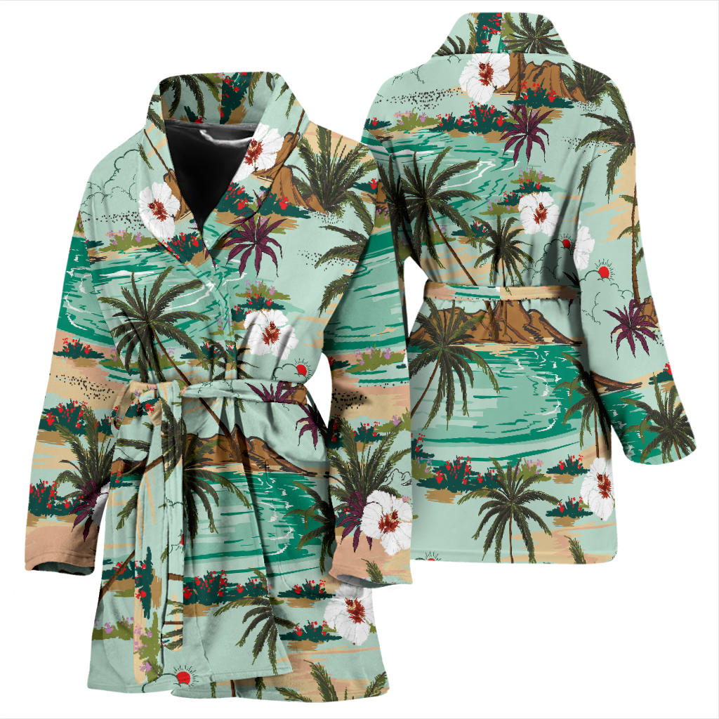 Pacific island Pattern Print Design A03 Women Bathrobe