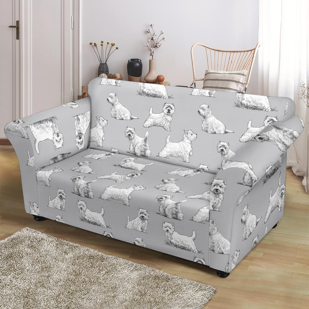 Scottish Terriers Print Design LKS3011 Loveseat Couch Slipcover