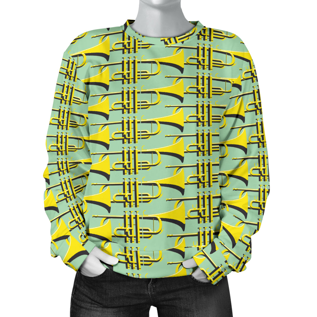 Trumpet Vintage Design Print Women Long Sleeve Sweatshirt