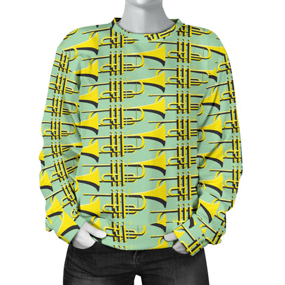Trumpet Vintage Design Print Women Long Sleeve Sweatshirt
