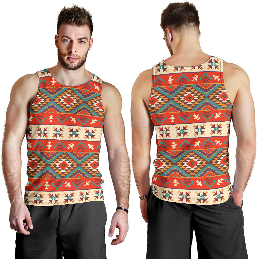 Aztec Red Print Pattern Men Tank Top